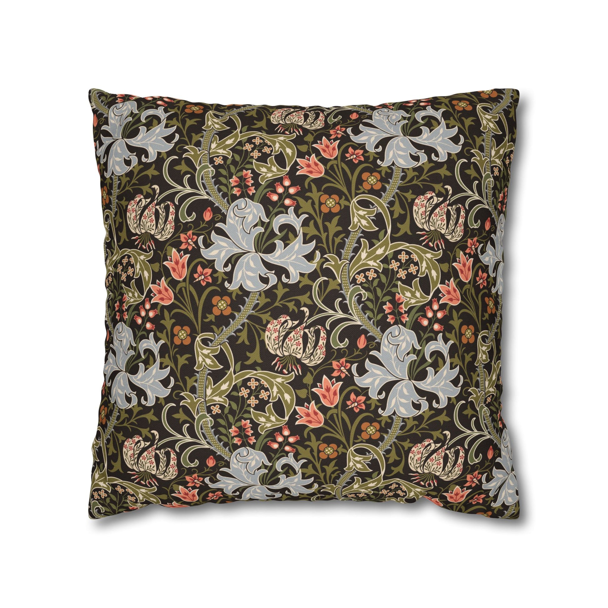 Decorative pillow with floral pattern on a white background
