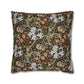 Decorative pillow with floral and bird pattern on a white background