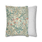 Two pillows, one with floral pattern and one with stripes, on a white background