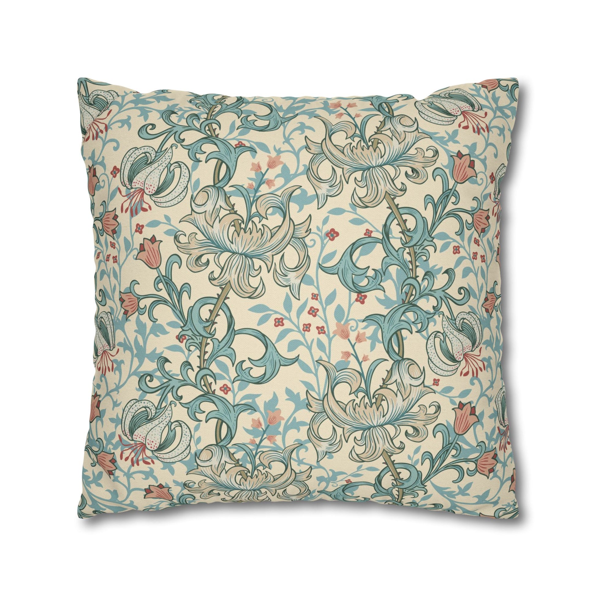 Decorative pillow with floral pattern on a beige background