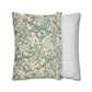 Two pillows, one with floral pattern and one with stripes, on a white background