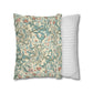 Two pillows, one with a floral pattern and the other with a striped pattern, on a white background.