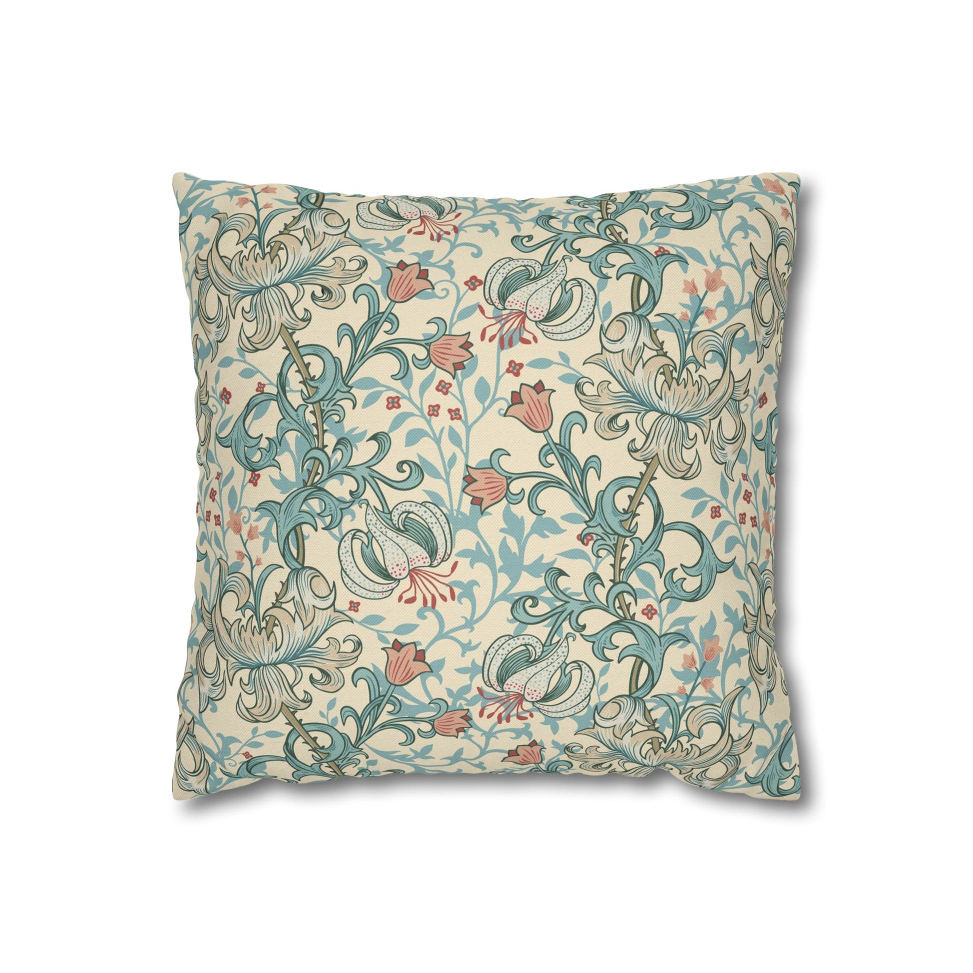 Decorative pillow with floral pattern on a beige background