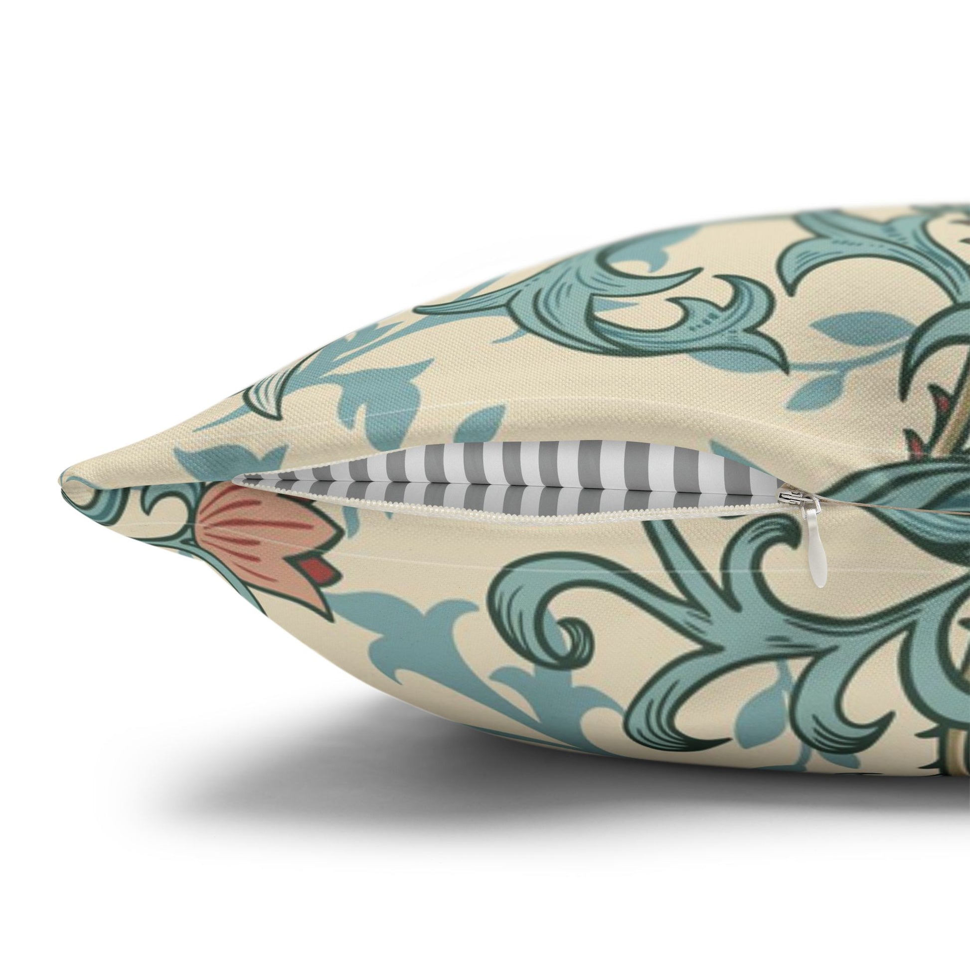 Decorative pillow with floral pattern on a white background