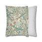 Two pillows, one with floral pattern and one with stripes, on a white background