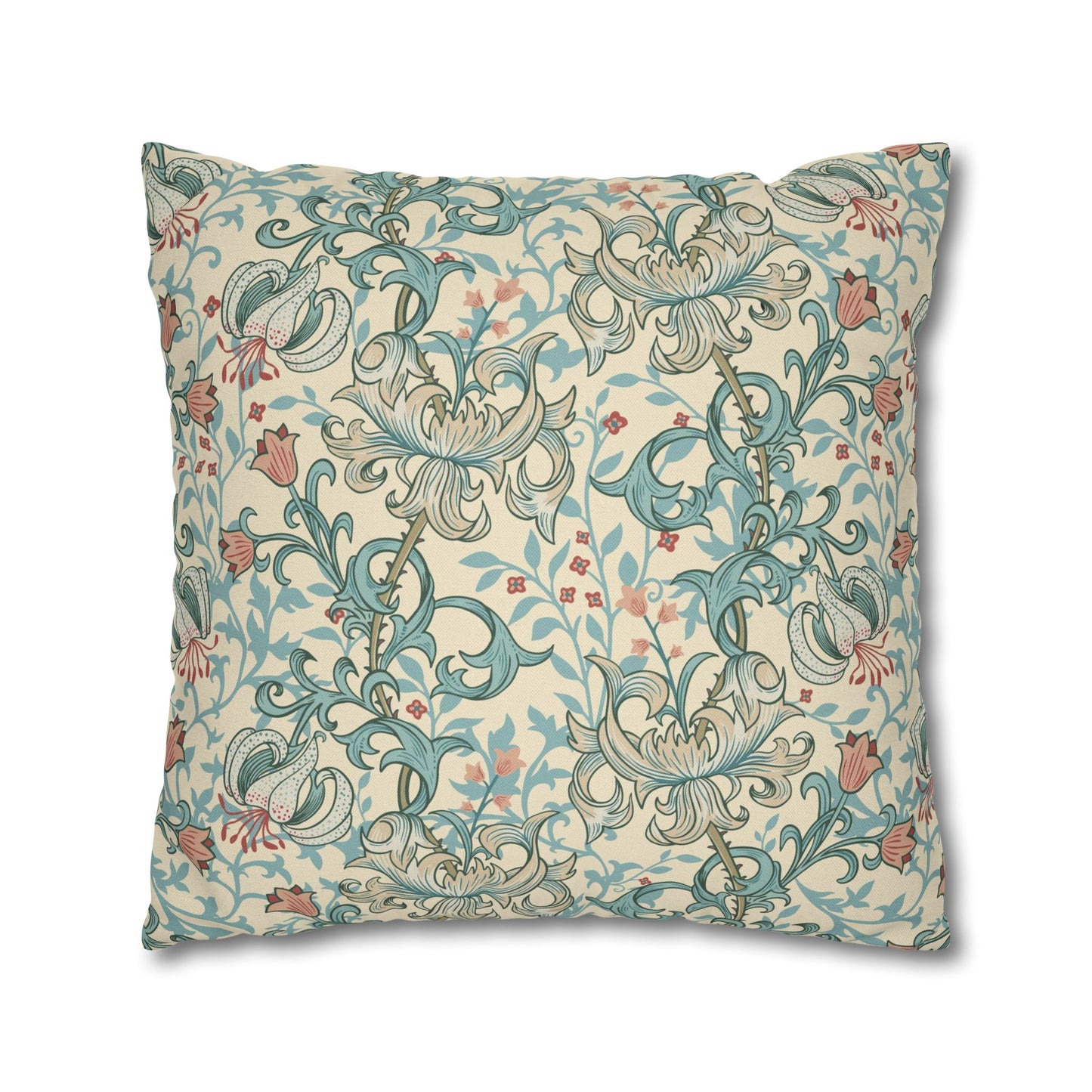 Decorative pillow with floral pattern on a beige background