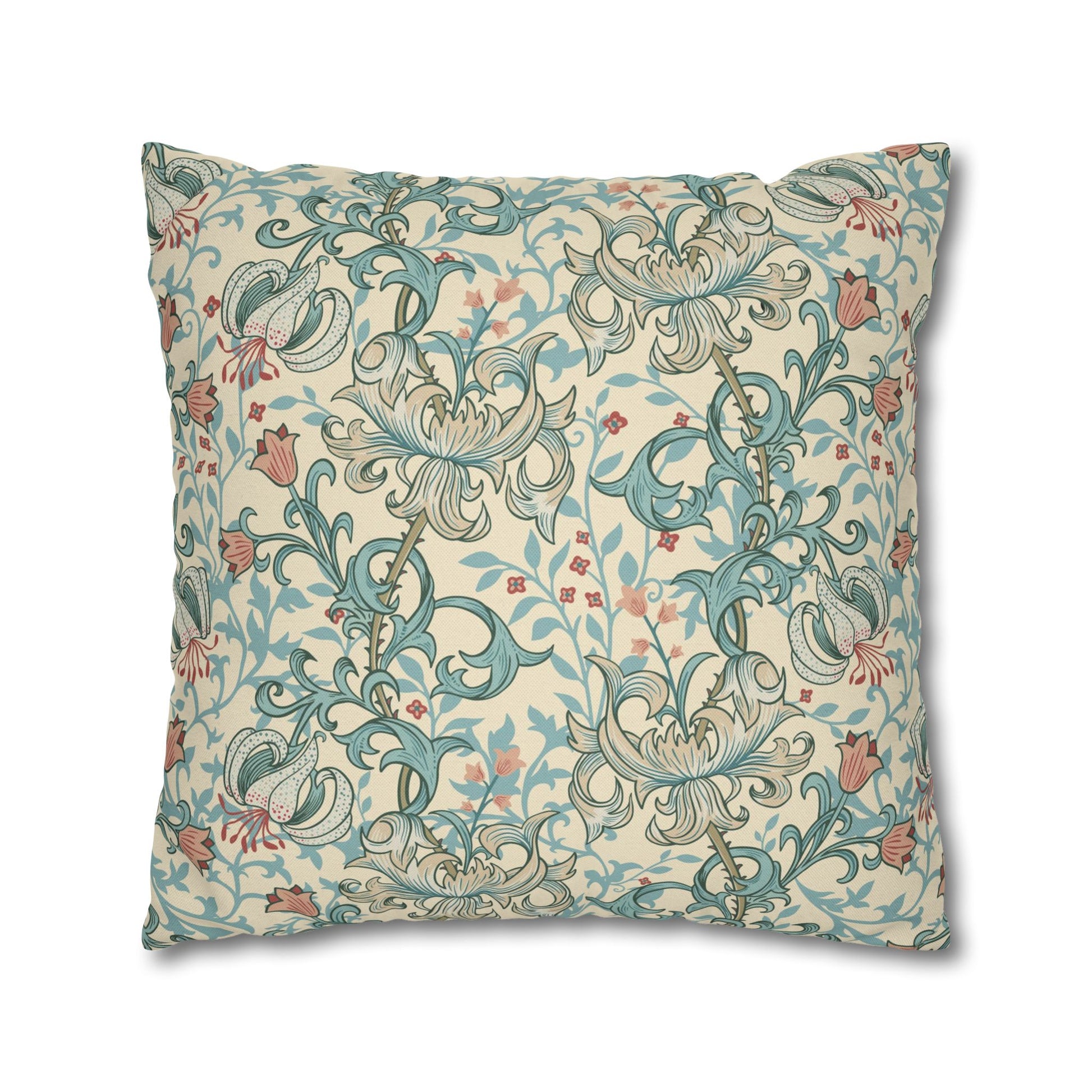Decorative pillow with floral pattern on a beige background