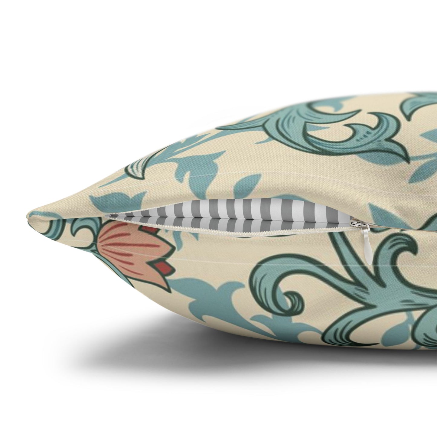 Decorative pillow with floral pattern on a white background