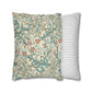 Two pillows, one with floral pattern and one with stripes, on a white background