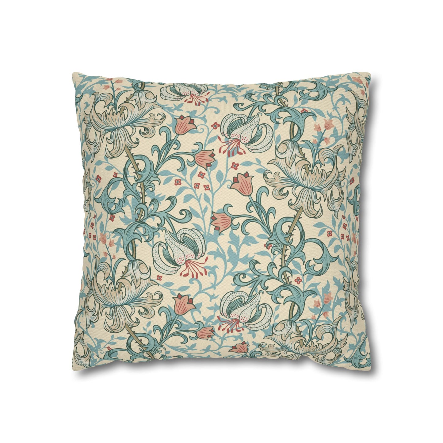 Decorative pillow with floral pattern on a white background
