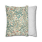 Two pillows, one with a floral pattern and the other with a striped pattern, on a white background.