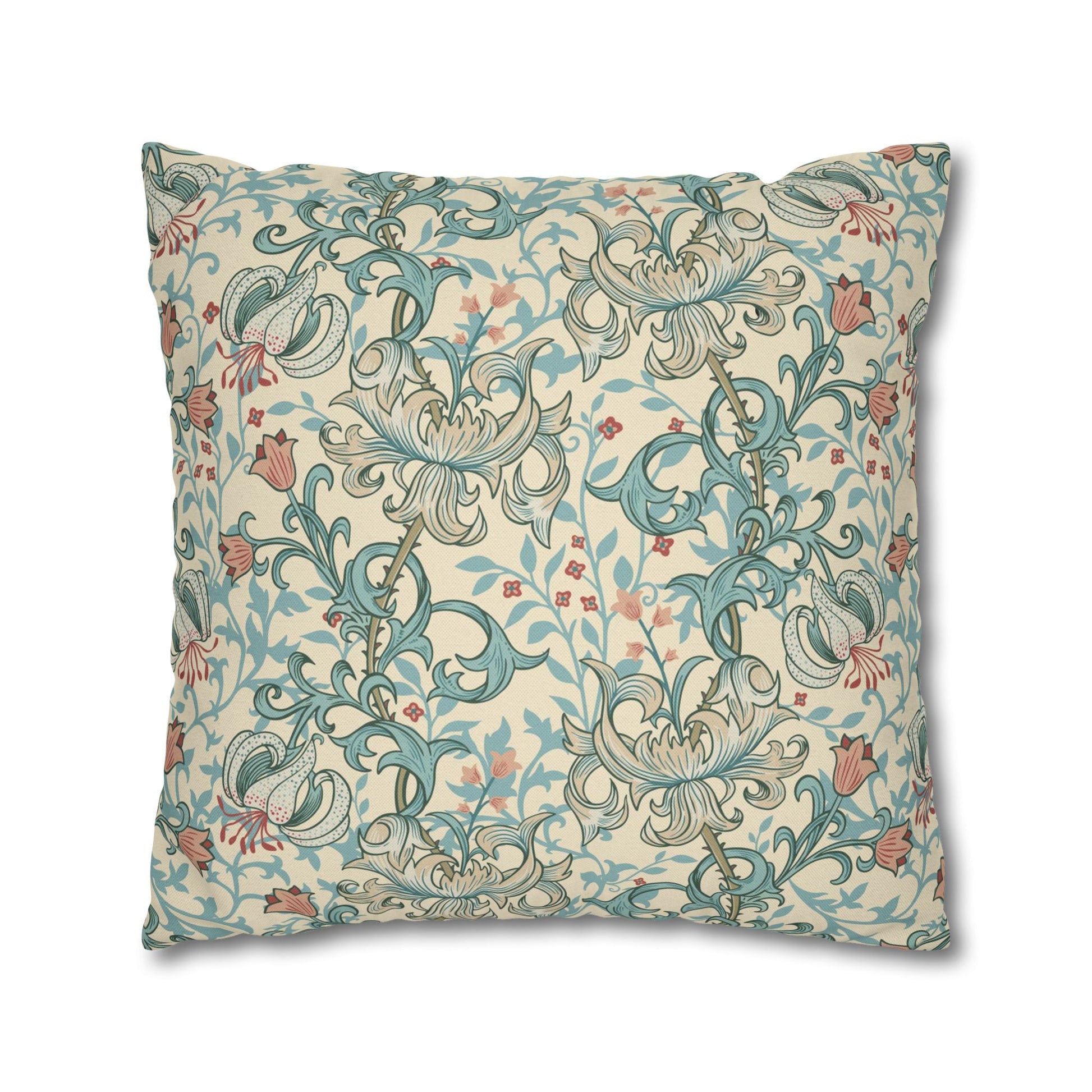 Decorative pillow with floral pattern on a beige background