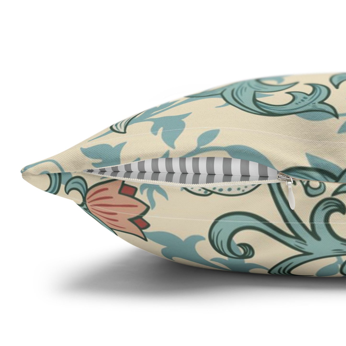 Decorative pillow with floral pattern on a white background