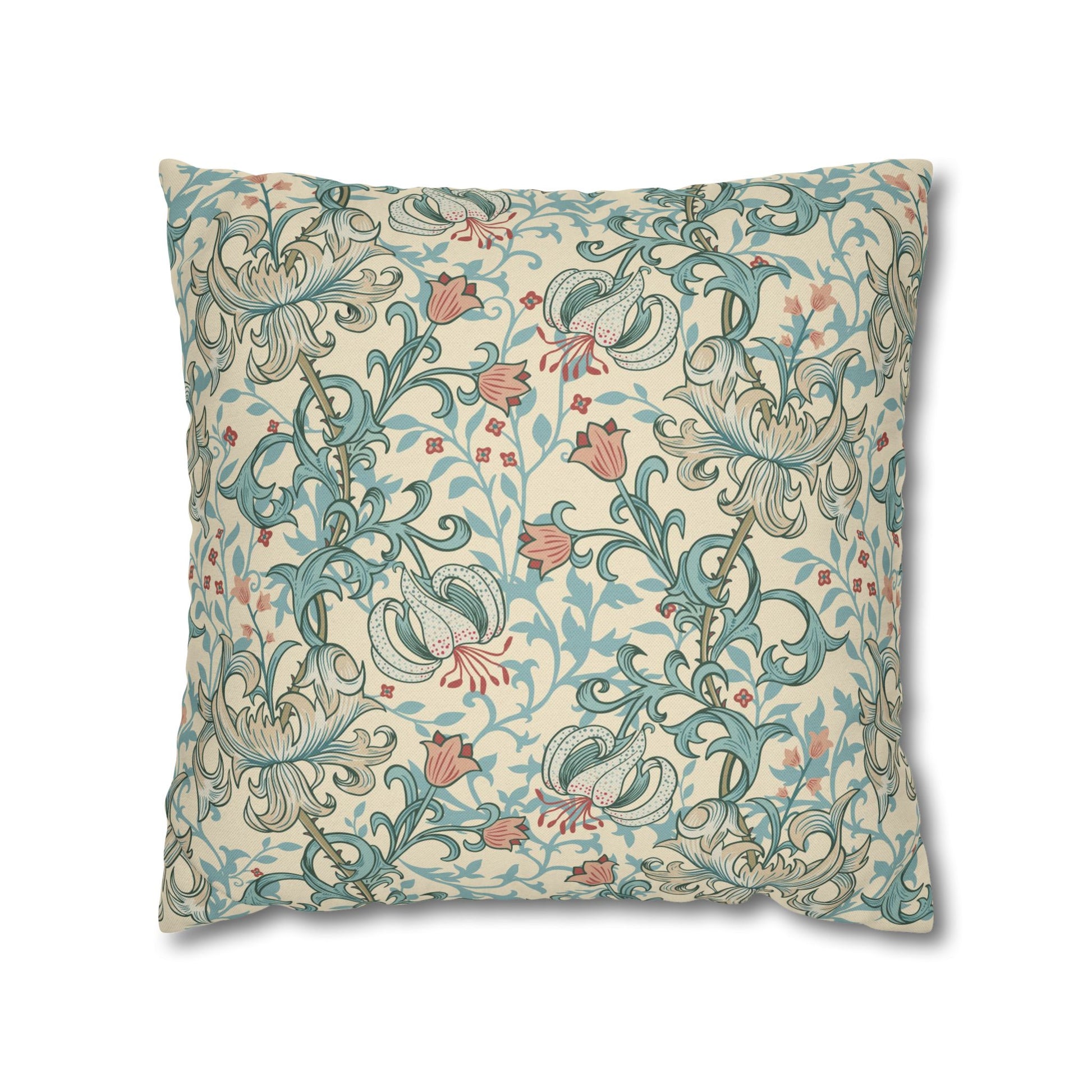 Decorative pillow with floral pattern on a beige background
