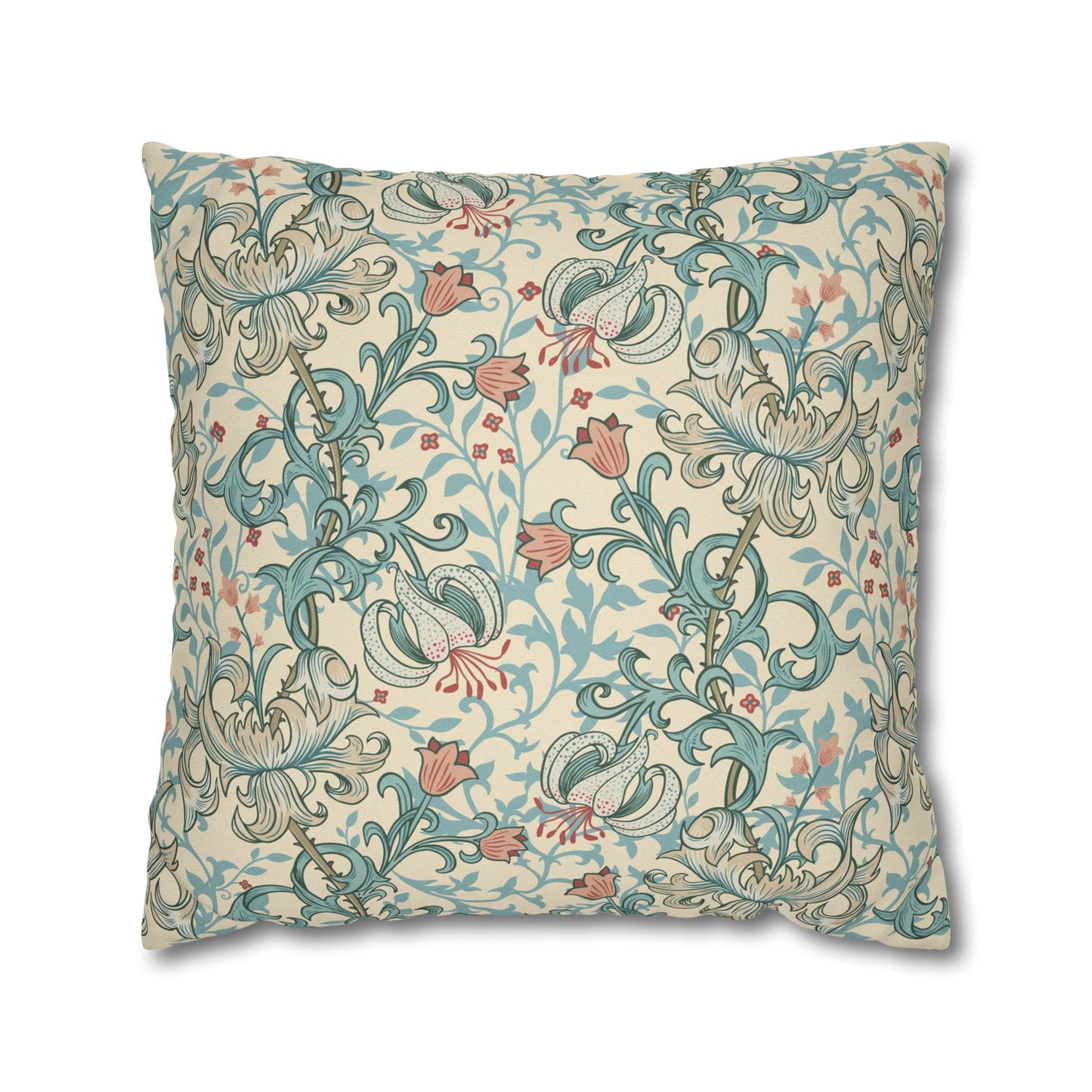 Decorative pillow with floral pattern on a white background
