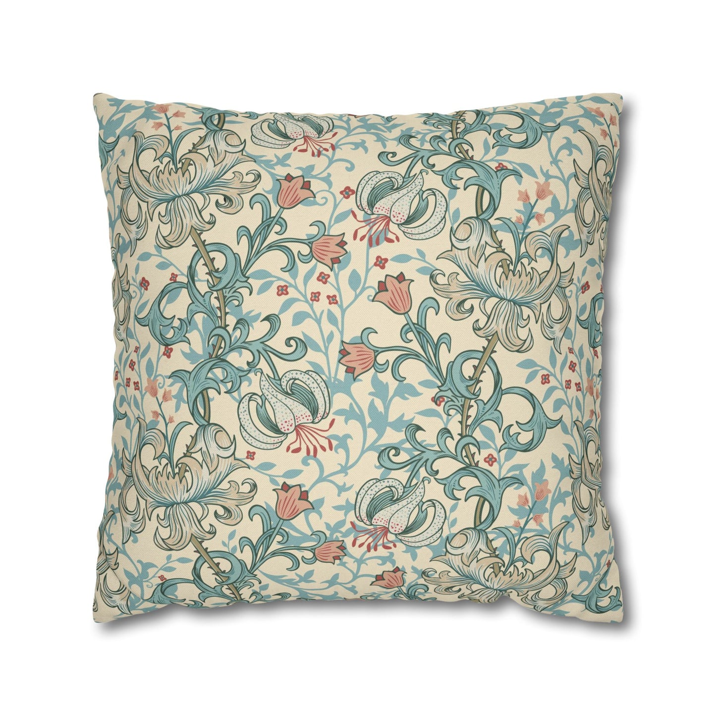 Decorative pillow with floral pattern on a white background
