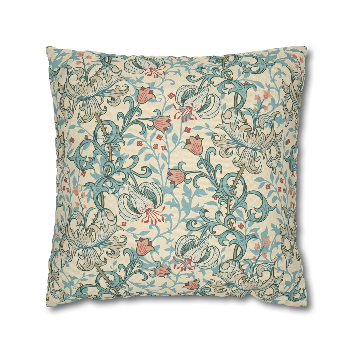 Decorative pillow with floral pattern on a white background