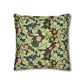 Decorative pillow with floral and leaf pattern on a white background - William Morris Leicester