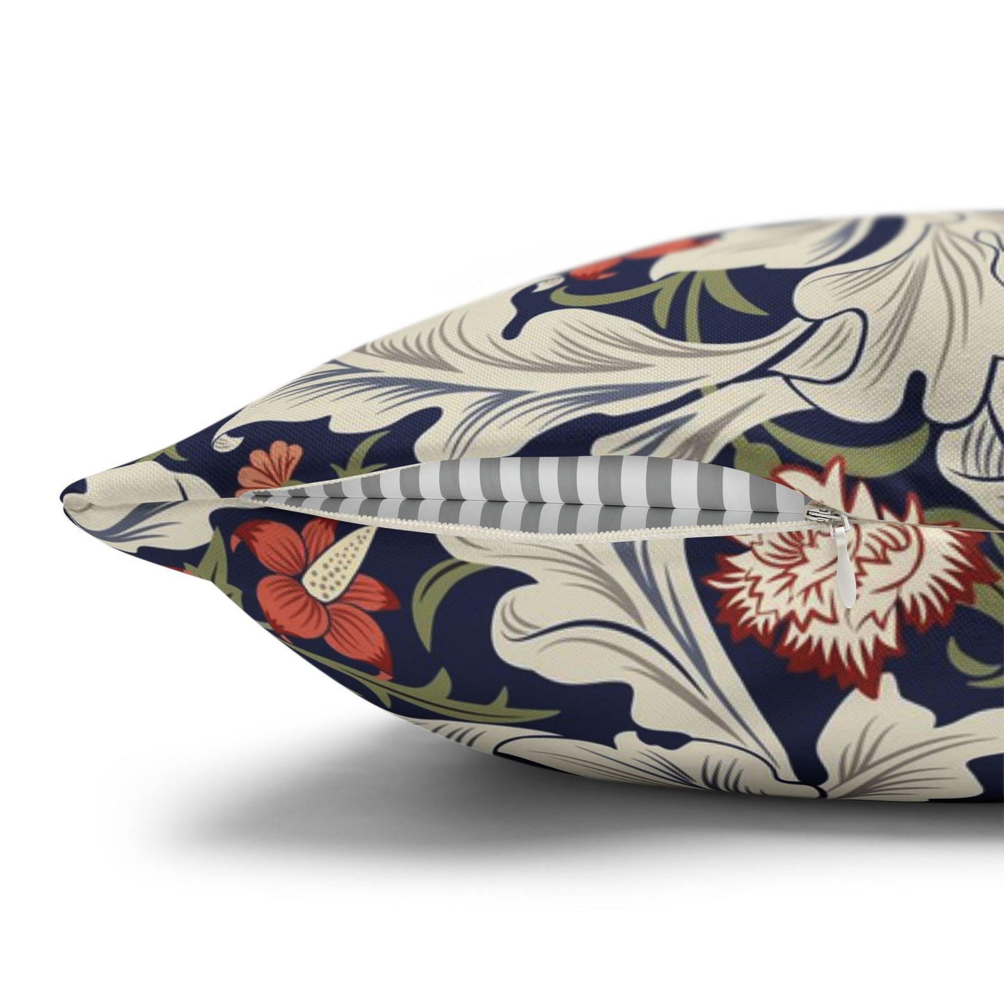 Decorative pillow with floral pattern on a white background