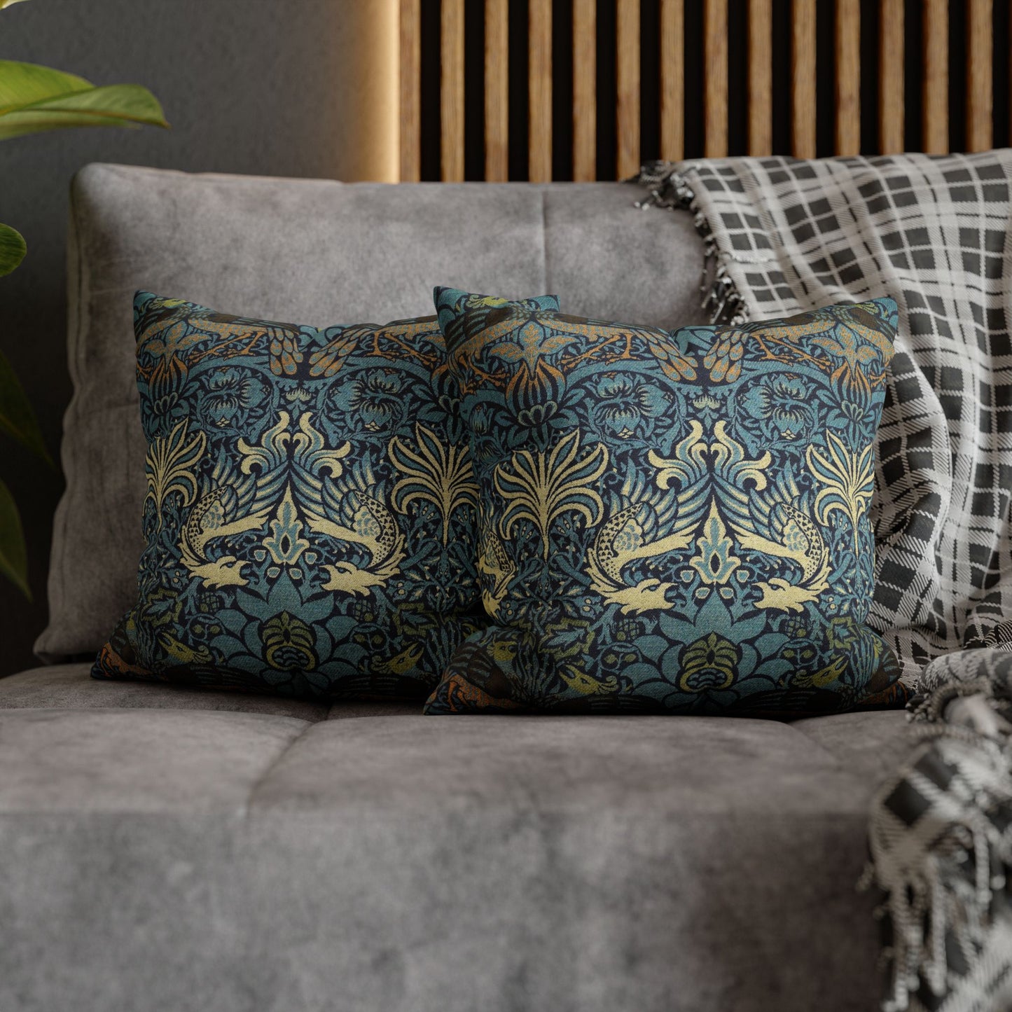 Cushion Cover inspired by William Morris - Peacock and Dragon Collection