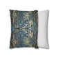 Two pillows, one with a floral pattern and the other with a striped pattern, on a white background.