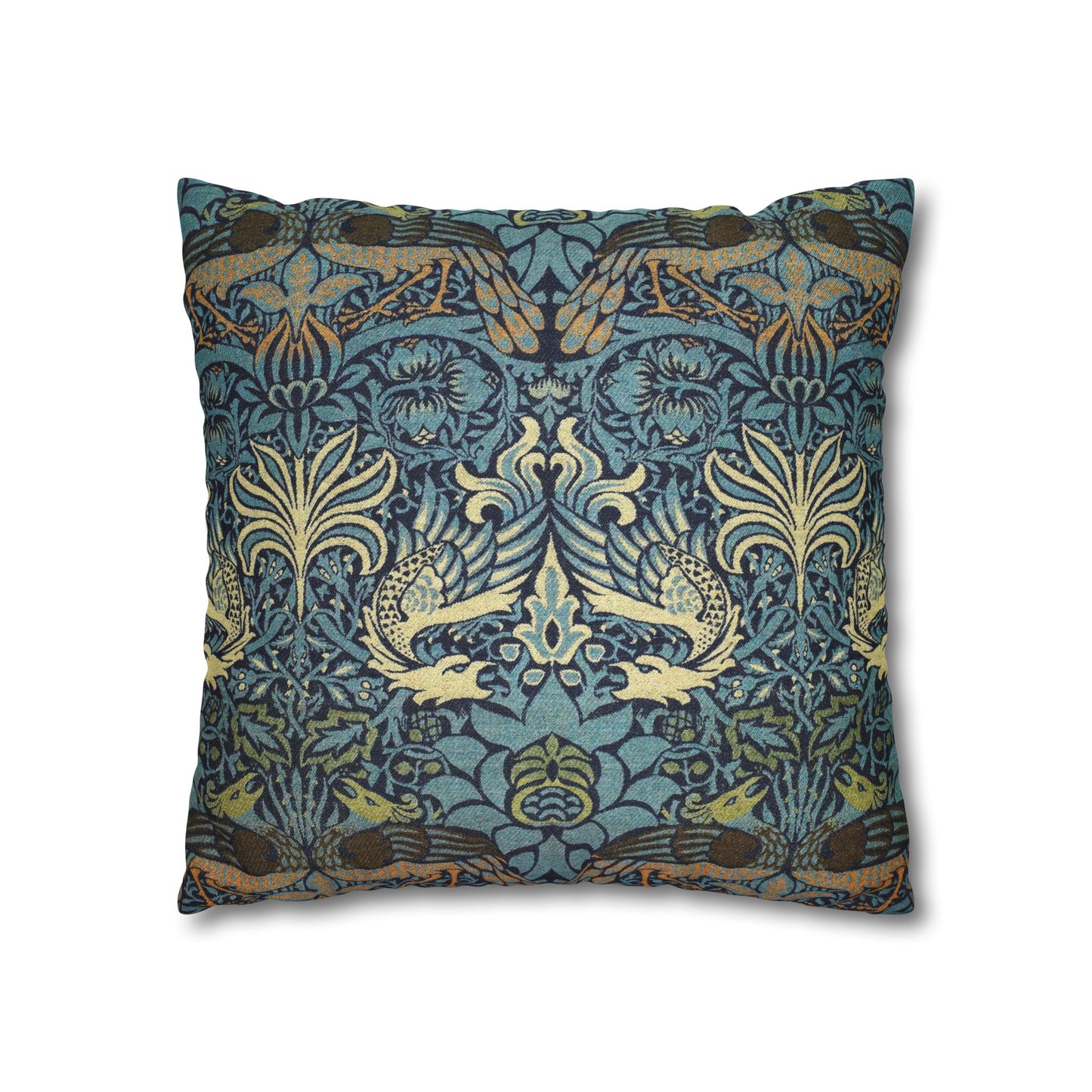 Decorative pillow with intricate floral pattern on a white background