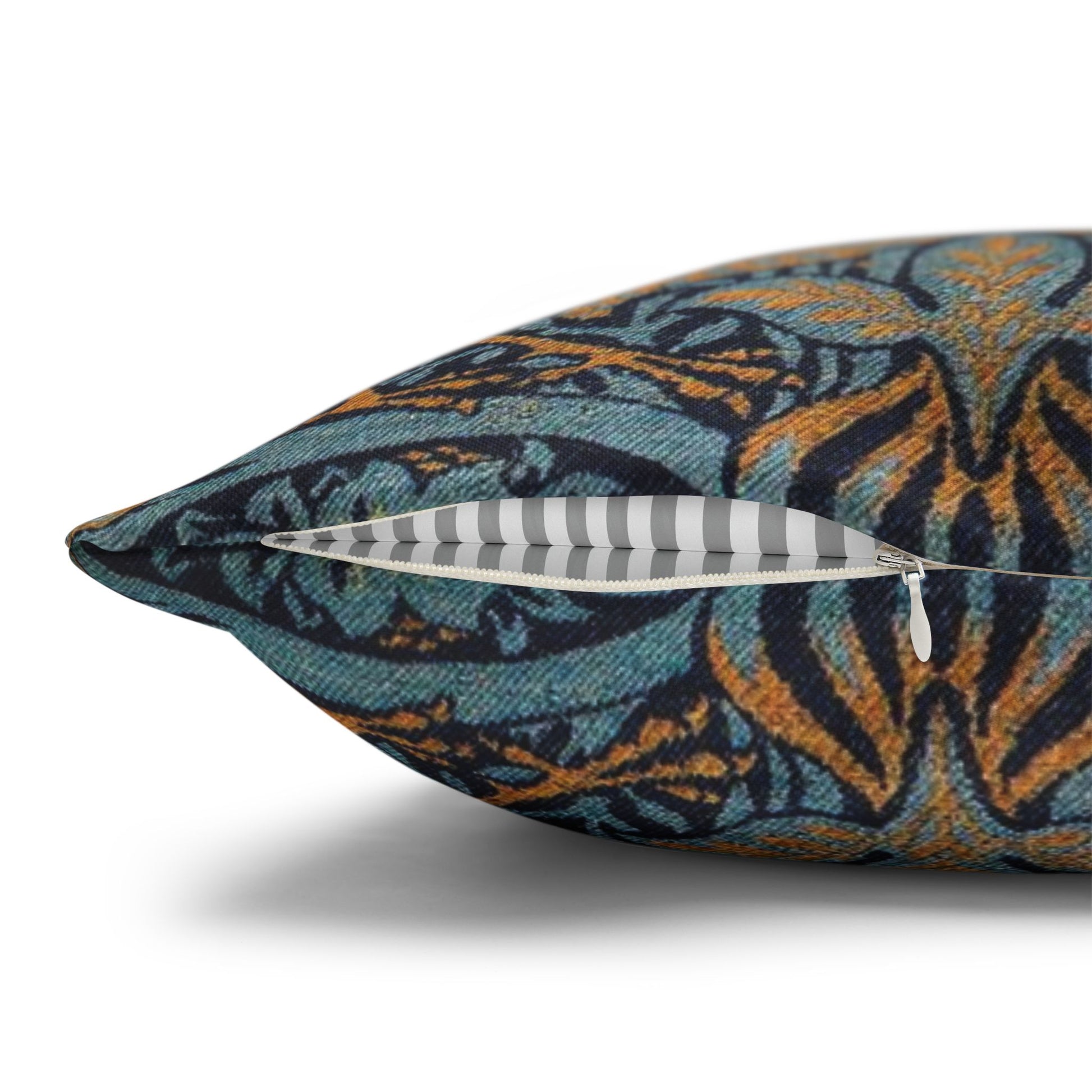 Decorative pillow with a floral pattern on a white background