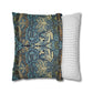 Two pillows, one with a floral pattern and the other with a striped pattern, on a white background.