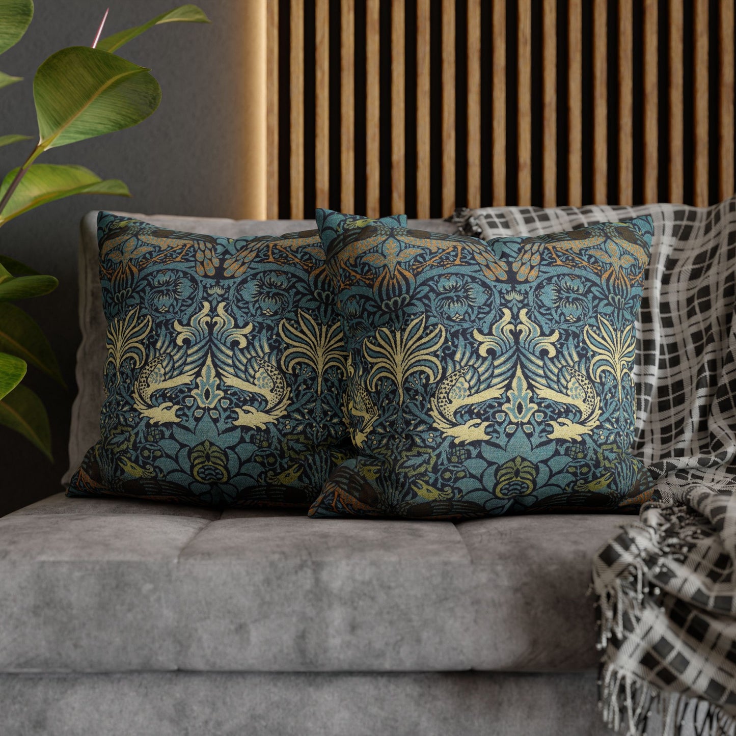 Cushion Cover inspired by William Morris - Peacock and Dragon Collection