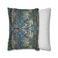 Two pillows, one with a floral pattern and the other with a striped pattern, on a white background.