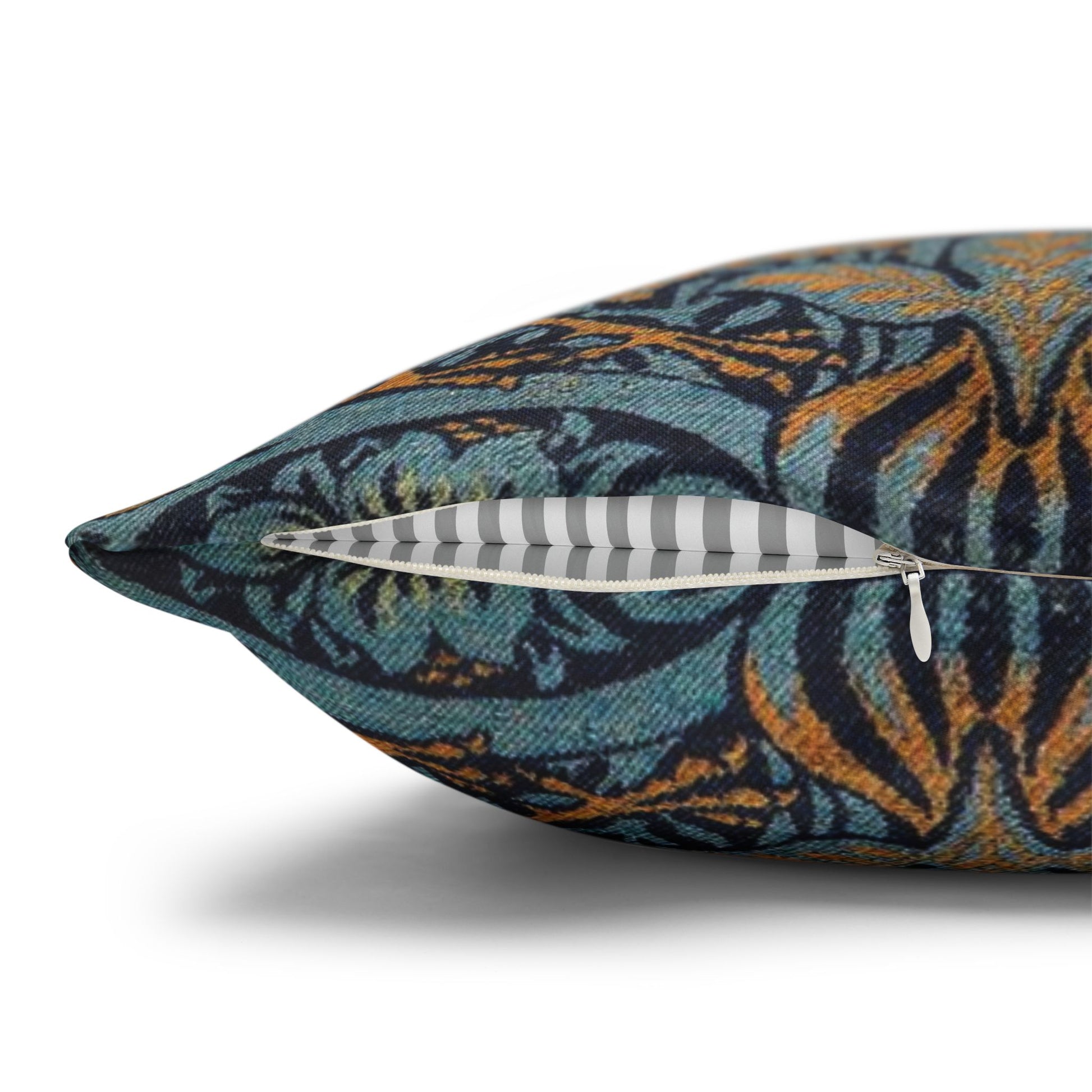 Decorative pillow with a floral pattern on a white background