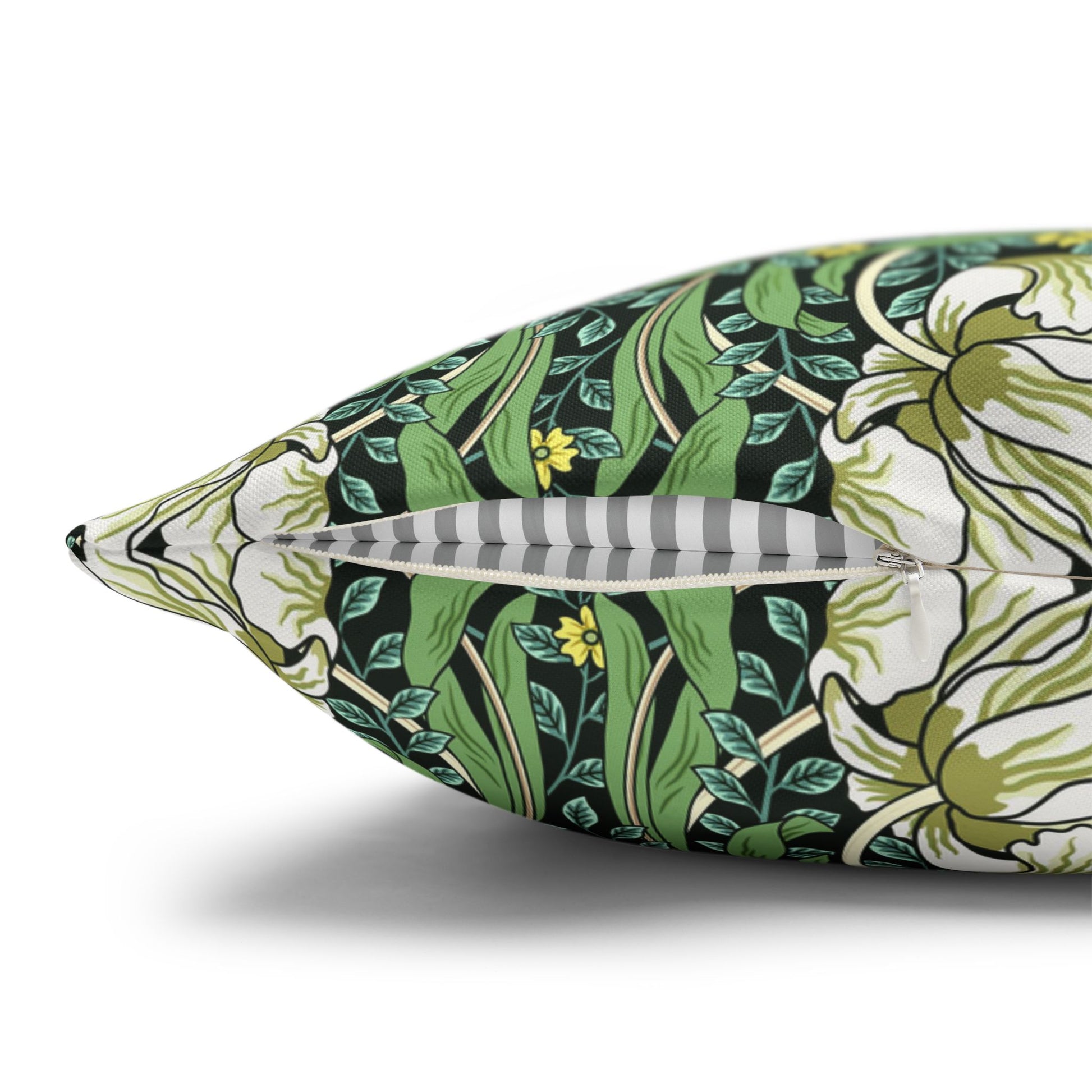 Decorative pillow with floral pattern on a white background