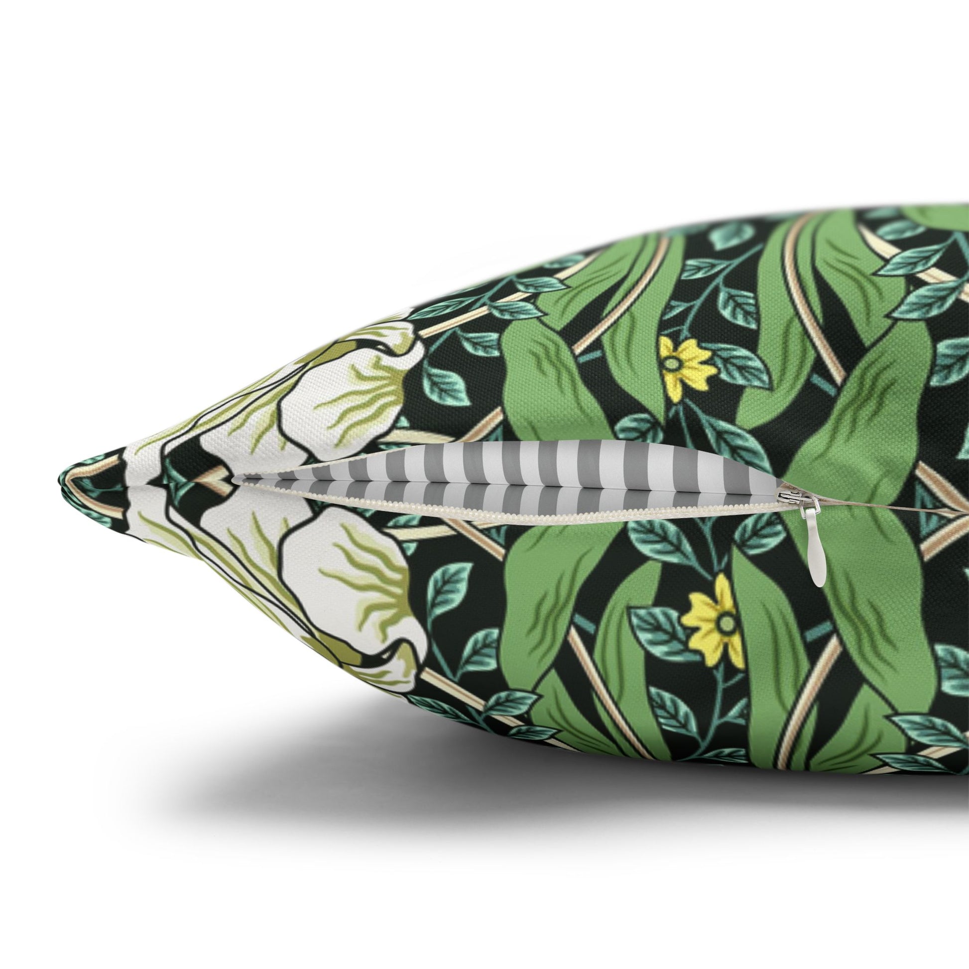 Decorative pillow with floral pattern on a white background