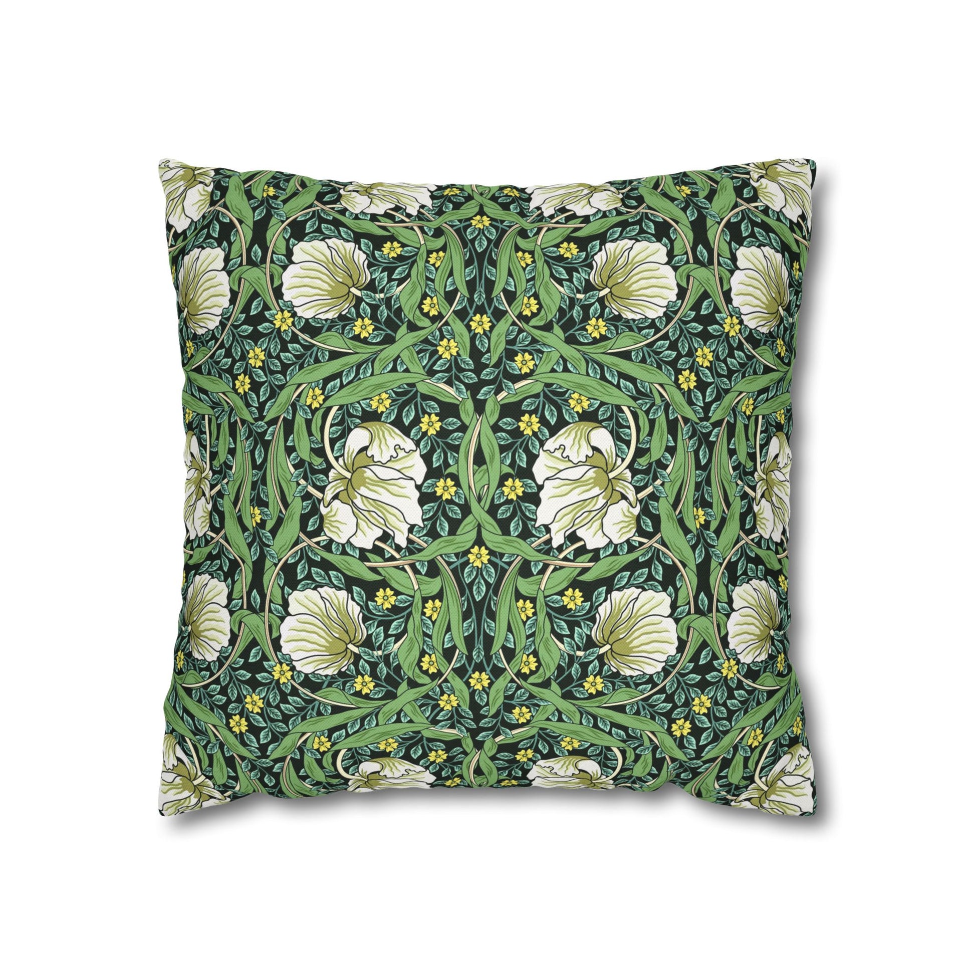 Decorative pillow with a floral pattern on a white background
