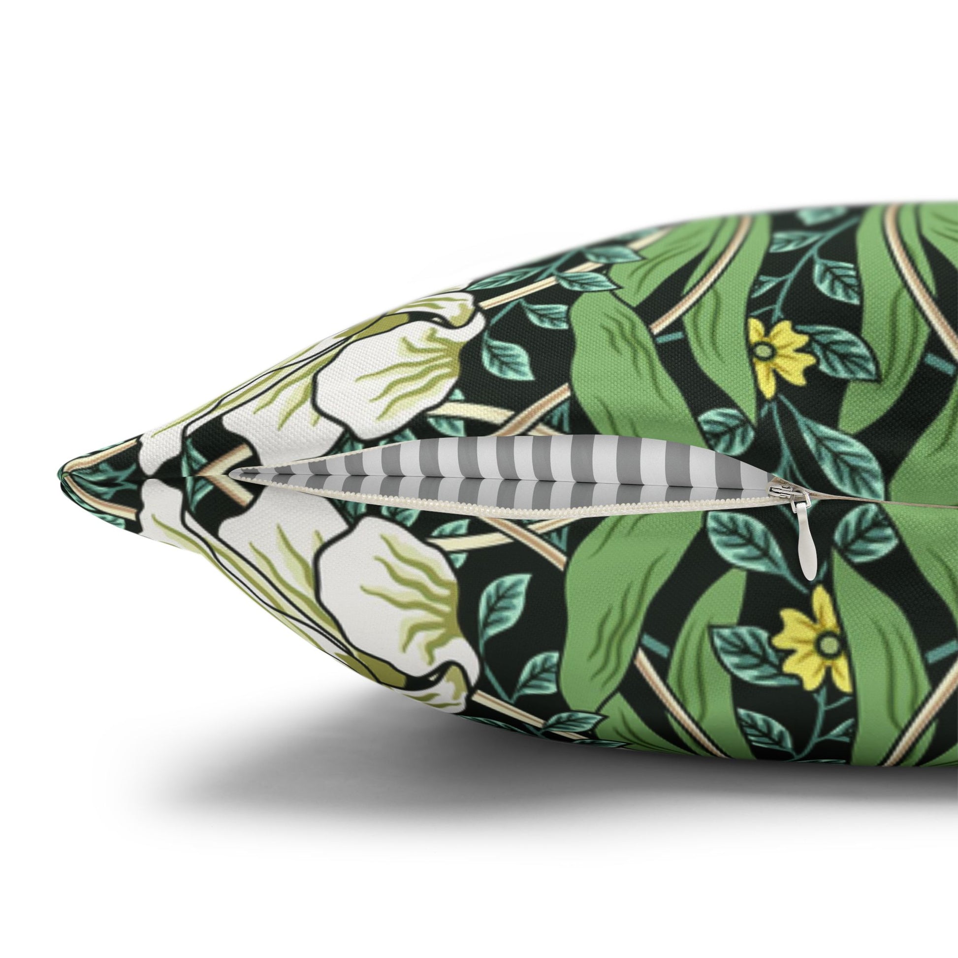 Decorative pillow with floral pattern on a white background