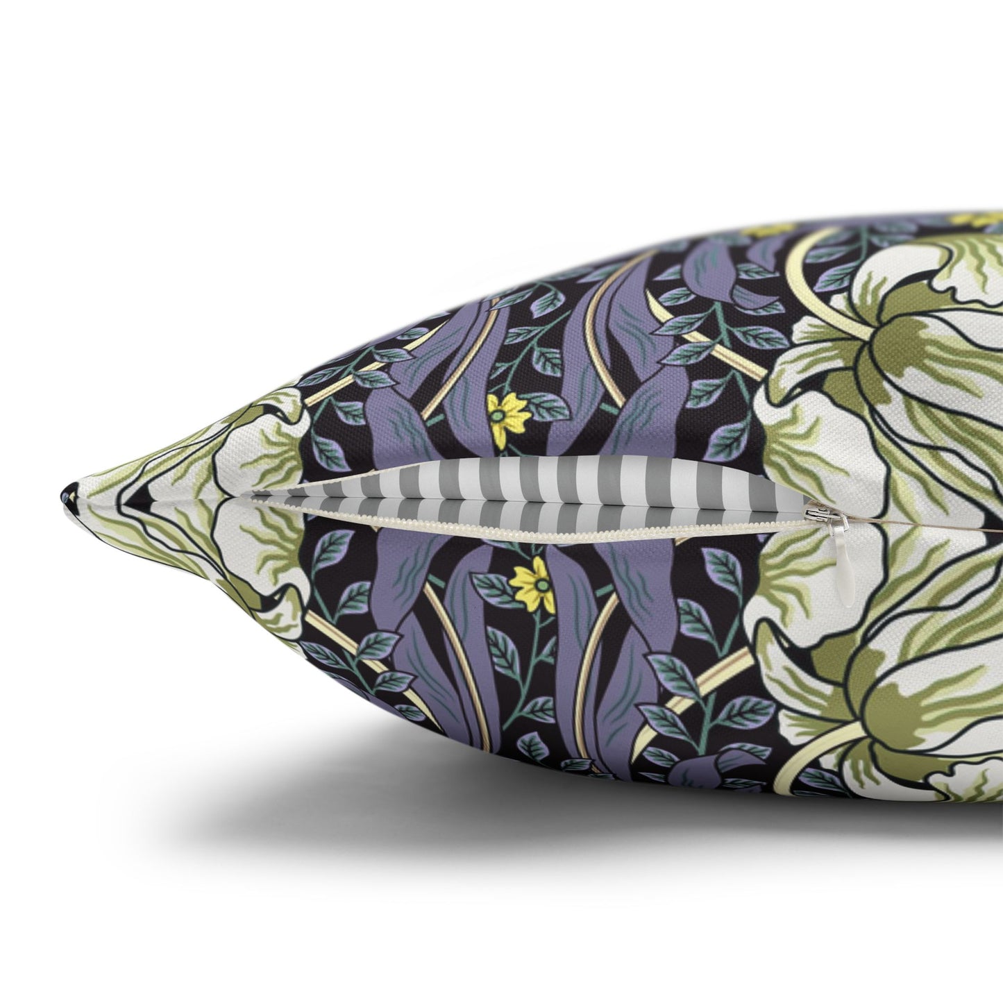 Decorative pillow with floral pattern on a white background