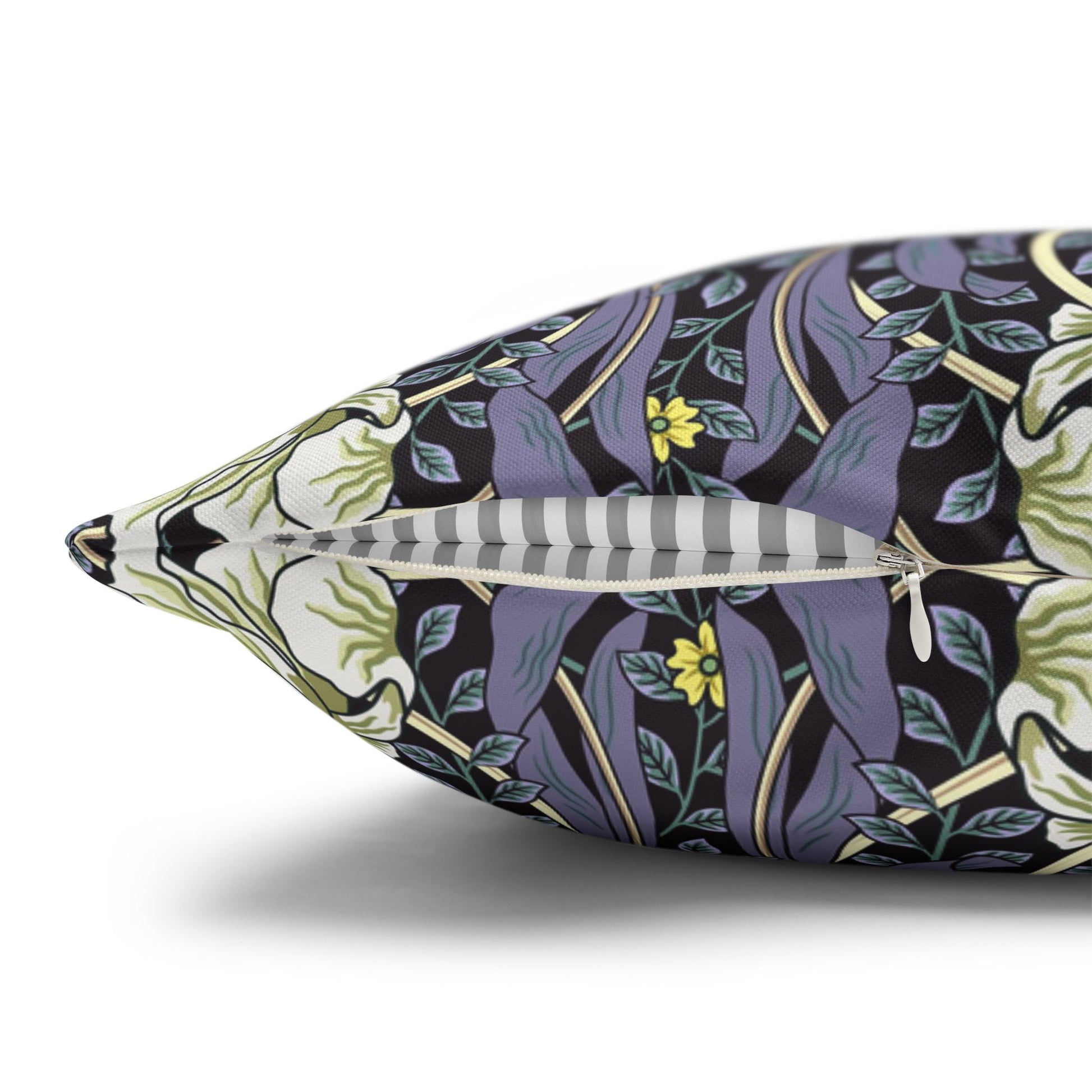 Decorative pillow with floral pattern on a white background