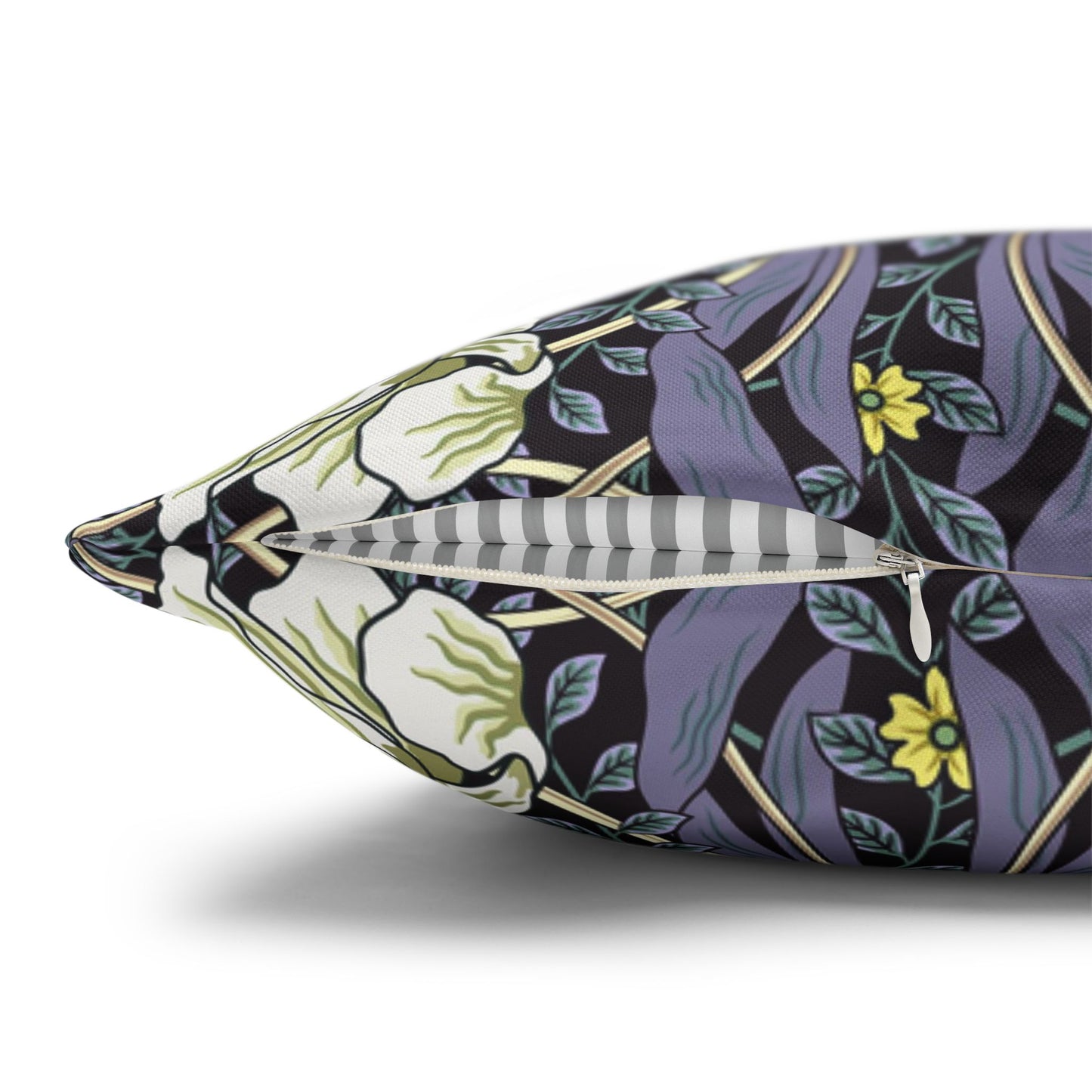 Decorative pillow with floral pattern on a white background