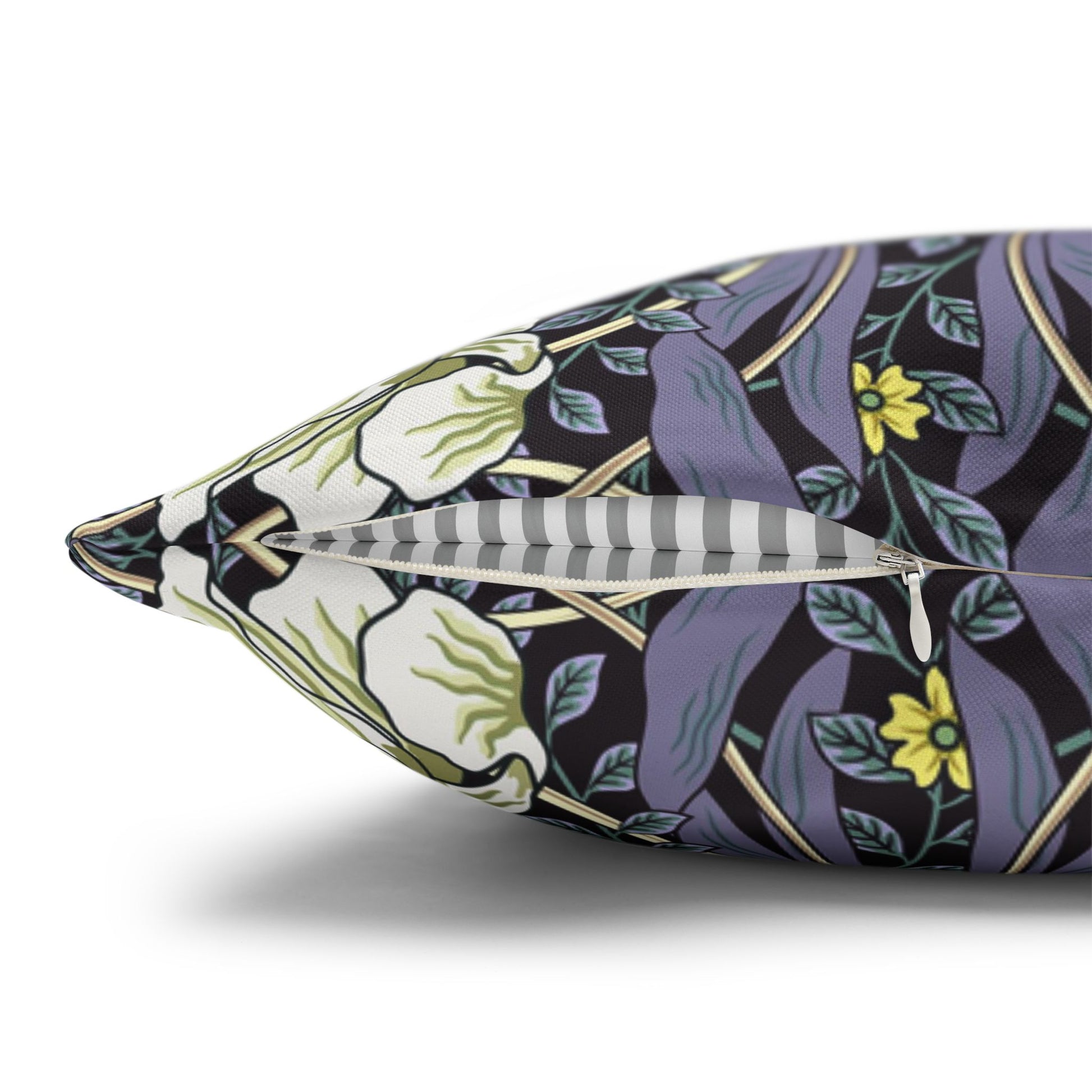 Decorative pillow with floral pattern on a white background