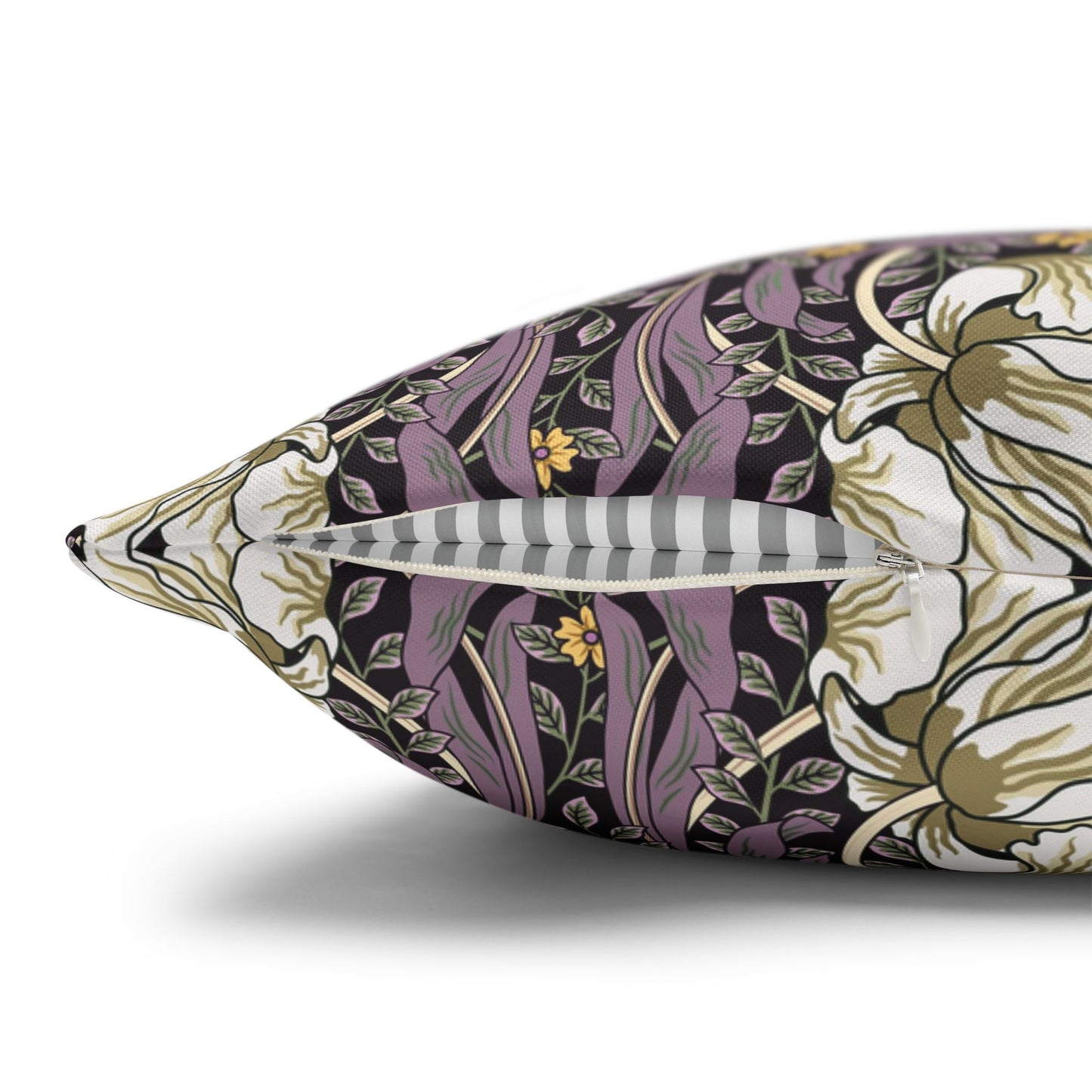 Decorative pillow with floral pattern on a white background