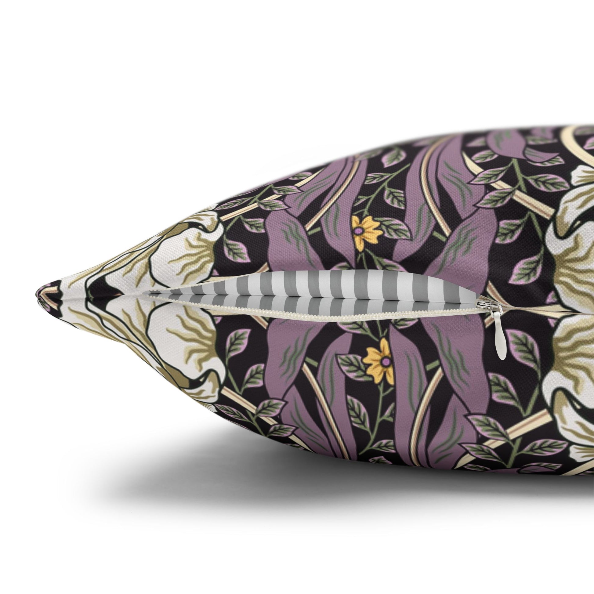 Decorative pillow with floral pattern on a white background