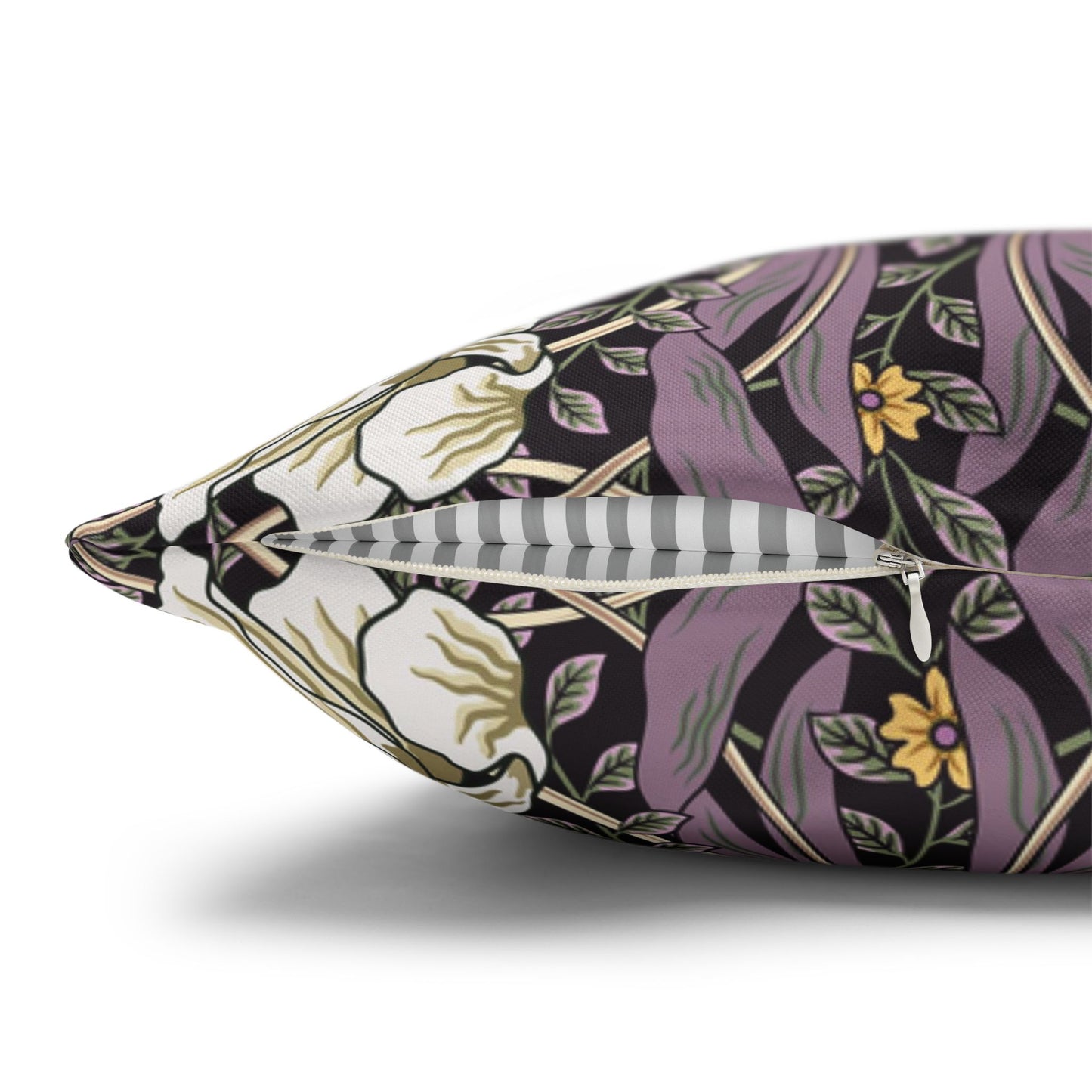 Decorative pillow with floral pattern on a white background