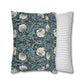Two pillows, one with floral pattern and one with stripes, on a white background
