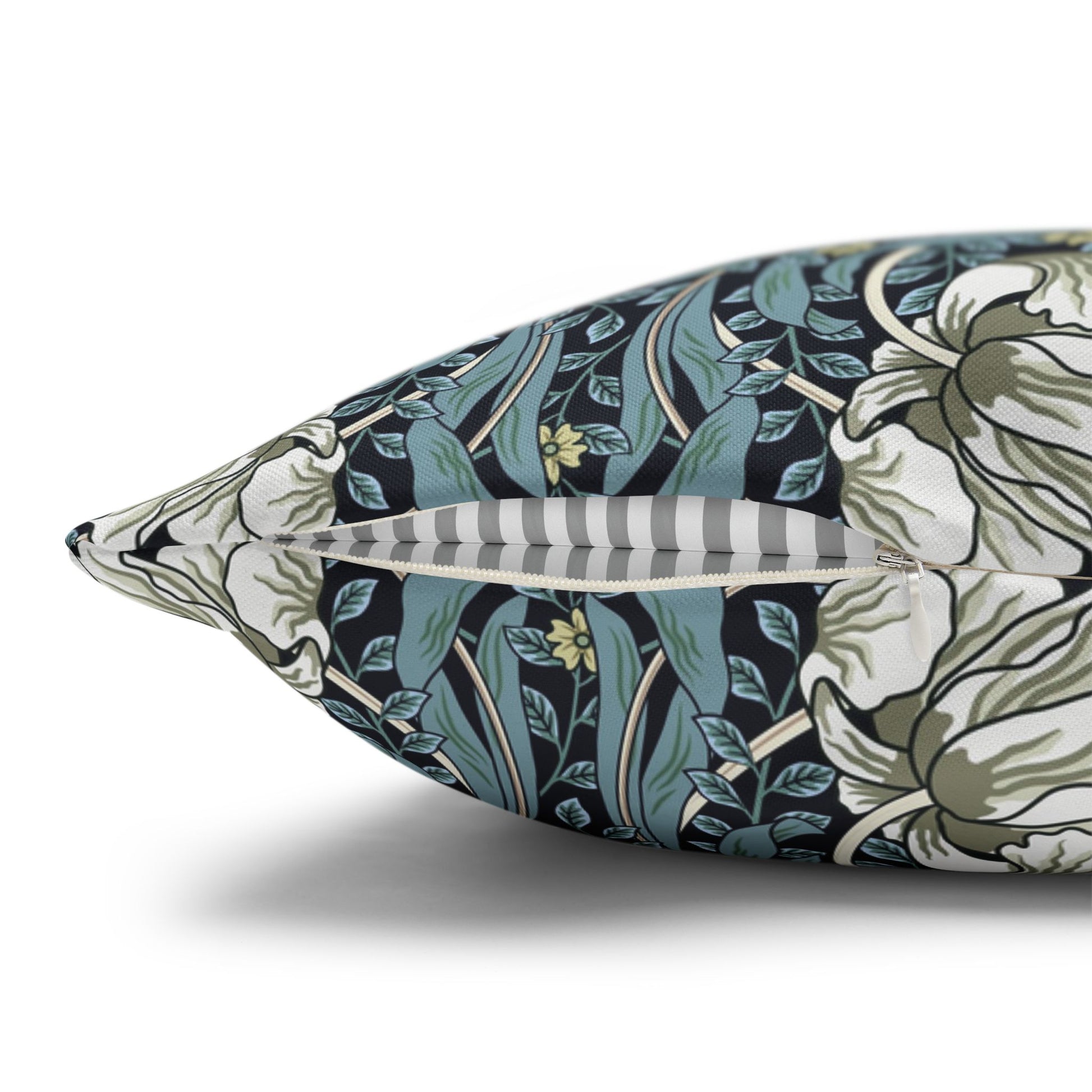 Decorative pillow with floral pattern on a white background