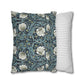 Two pillows, one with floral pattern and one with stripes, on a white background