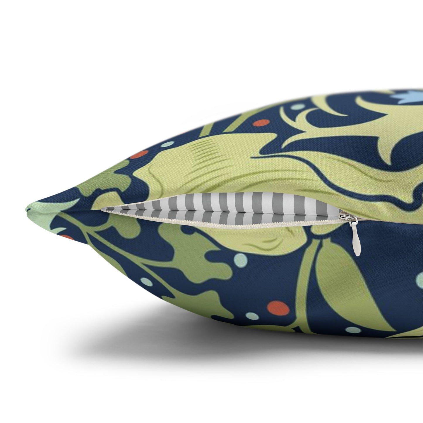 Decorative pillow with a colorful floral pattern on a white background