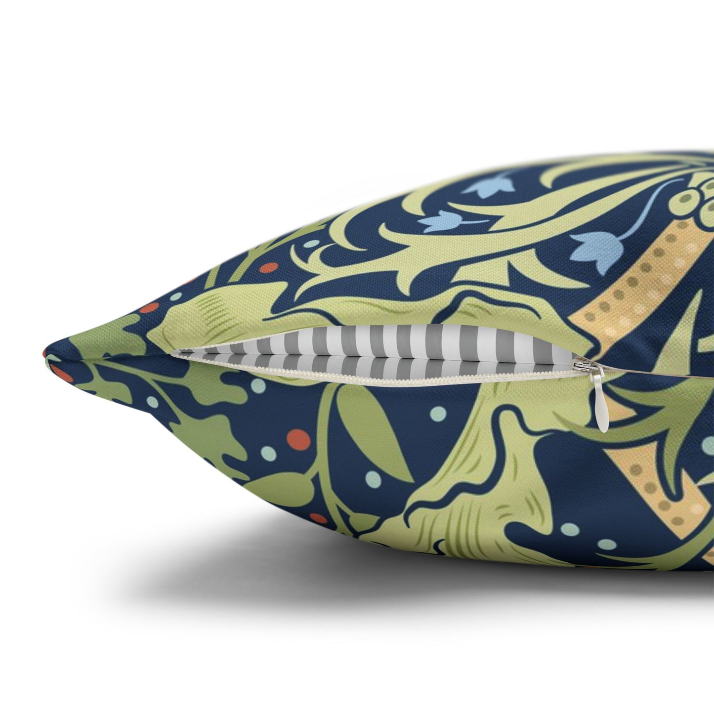 Decorative pillow with a colorful pattern on a white background