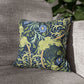 Decorative pillow with floral pattern on a gray sofa