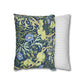 Two pillows, one with a floral pattern and the other with a striped pattern, on a white background.