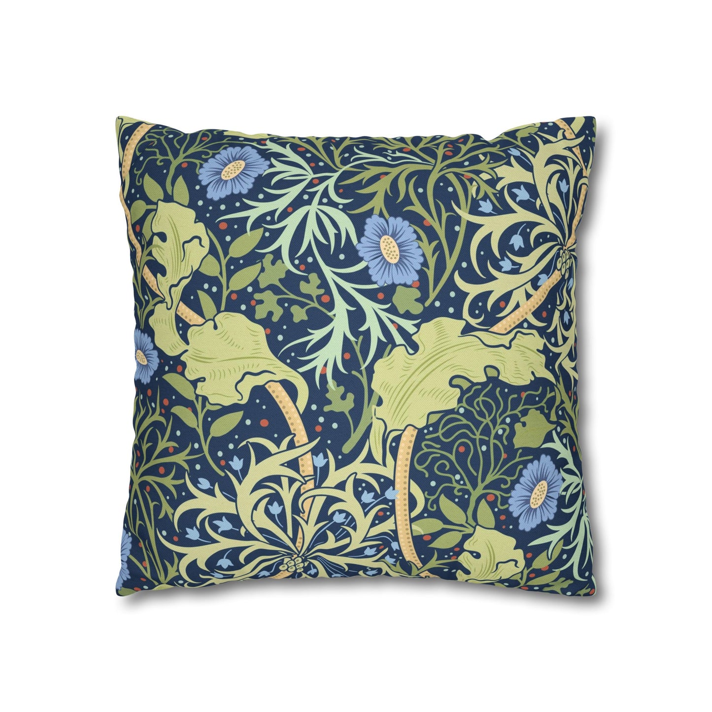 Decorative pillow with floral and dragon design on a white background